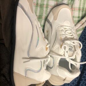 Kids White and Gold Sneakers